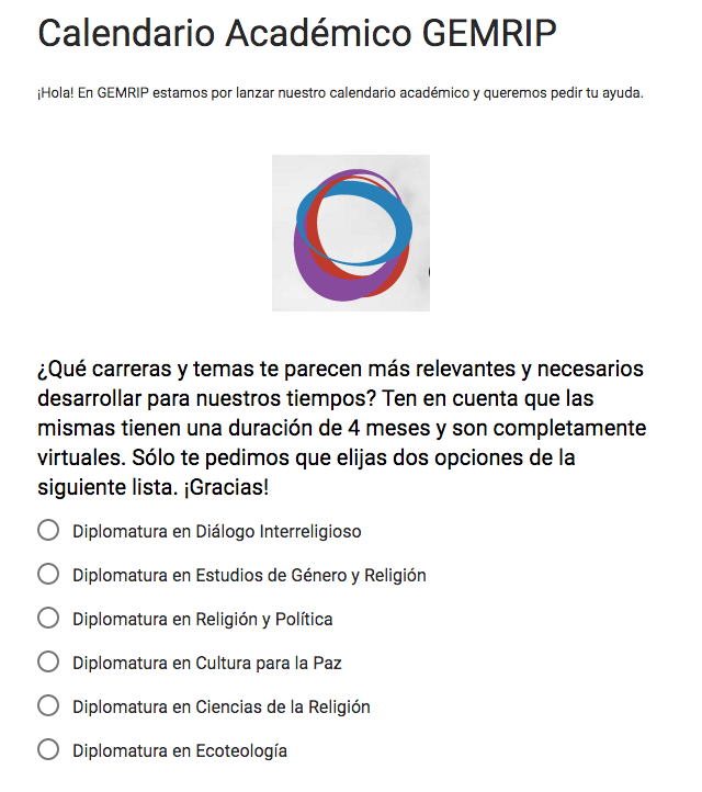 Encuesta: Calendario Académico GEMRIP